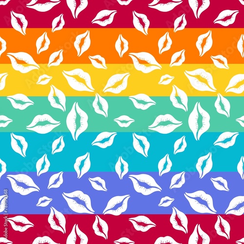 Summer print seamless lgbt lips pattern for wrapping paper and fabrics and pride textiles and party accessories