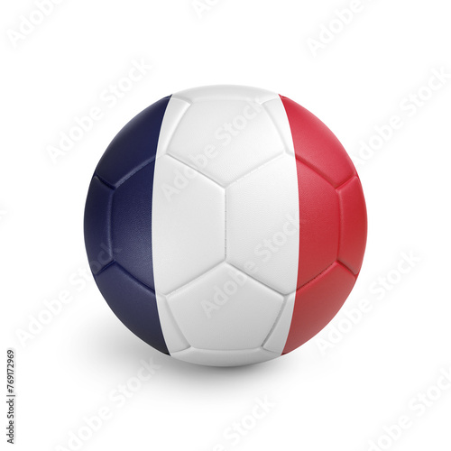 Soccer ball with France team flag  isolated on white background