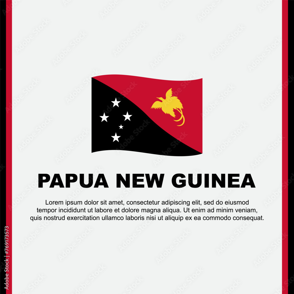 Papua New Guinea Flag Background Design Template. Papua New Guinea Independence Day Banner Social Media Post. Papua New Guinea Cartoon