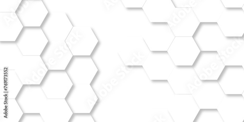 Seamless pattern with hexagons. 3d Hexagonal structure futuristic white background and Embossed Hexagon. Hexagonal honeycomb pattern background with space for text. Abstract Technology  Futuristic.