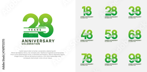 anniversary logotype vector set with green color for special celebration photo