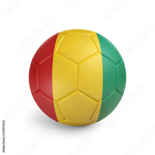 Soccer ball with Guinea team flag  isolated on white background
