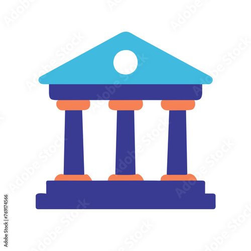 Bank building symbol icon on a Transparent Background