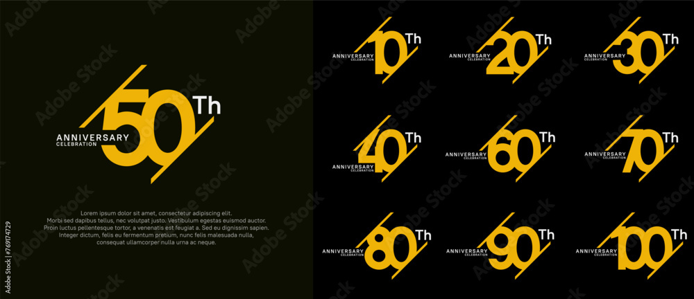 anniversary logotype vector set with yellow color can be use for celebration purpose
