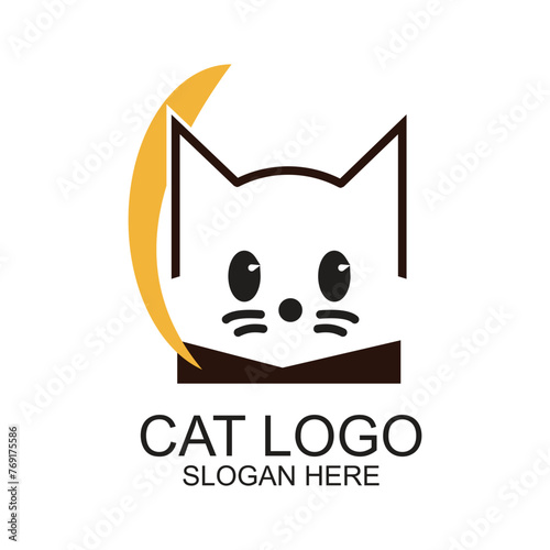 Cat logo design simple concept Premium Vector