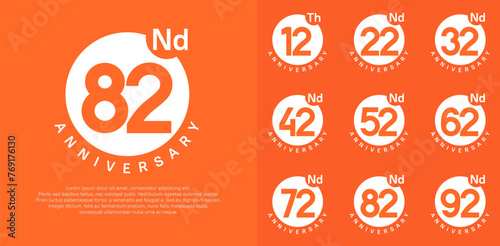 anniversary logotype vector set with white color circle can be use for celebration moment