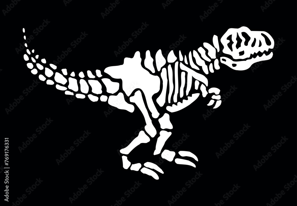 Fototapeta premium Vector illustration of dinosaur fossil silhouette.