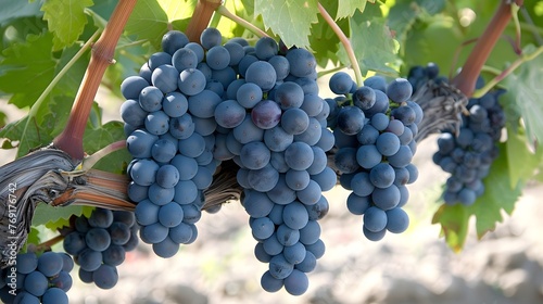 grapes on vine growing in vineyard 