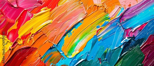 Multicolor abstract paint brush stroke illustration background.