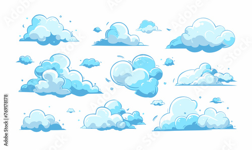 set of cloud vector on a white background, sky, heaven, vector, collection, group