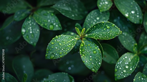 green plant with dew drops