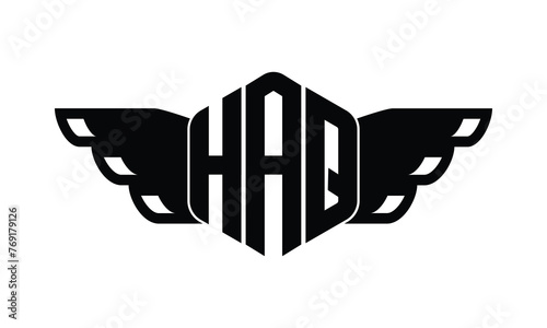 HAQ polygon wings logo design vector template. photo