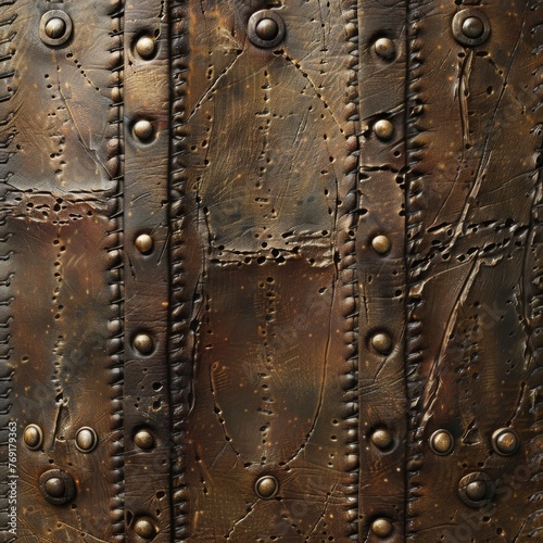 A distressed leather texture, reminiscent of the worn-out armor and gear used by the survivors, offering a rugged and durable background created with Generative AI Technology