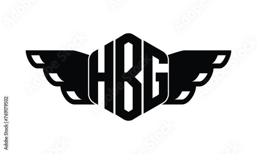 HBG polygon wings logo design vector template. photo