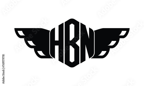 HBN polygon wings logo design vector template.