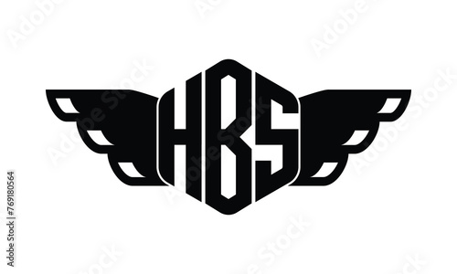 HBS polygon wings logo design vector template. photo