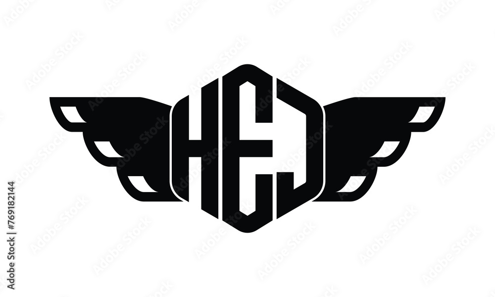 HEJ polygon wings logo design vector template. - obrazy, fototapety, plakaty 
