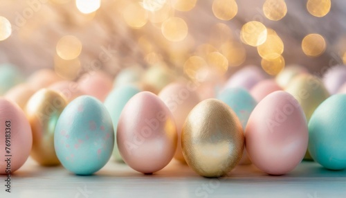 whimsical easter joyful background lights in the spring background pink turquoise colorful eggs
