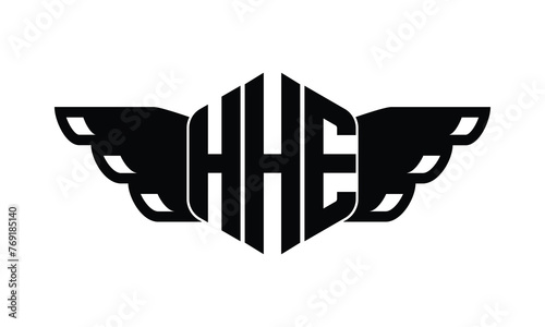 HHE polygon wings logo design vector template. photo