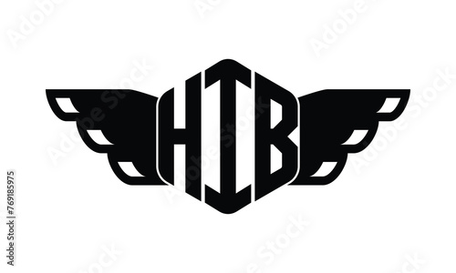 HIB polygon wings logo design vector template. photo