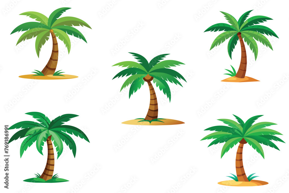 Color image of cartoon palm tree on white background
