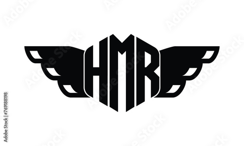 HMR polygon wings logo design vector template. photo