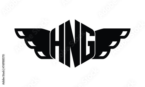 HNG polygon wings logo design vector template. photo