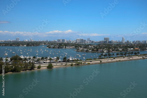 Miami harbor and skyscrapers, Biscayne, Florida