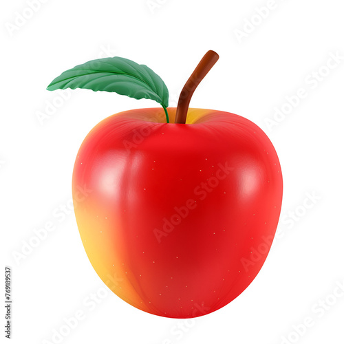 A Simple 3D Render of a Red Apple Fruit Cartoon for Graphic Resources for Back to School and Teachers    Day  Isolated on Transparent Background  PNG