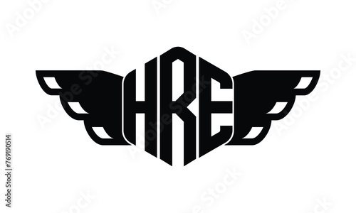 HRE polygon wings logo design vector template. photo