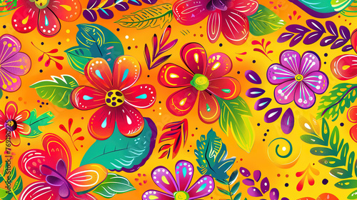 Eyecatching Dia de muertos seamless pattern illustration with day of the dead element
