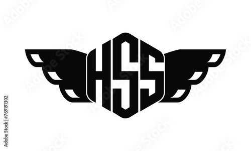 HSS polygon wings logo design vector template.