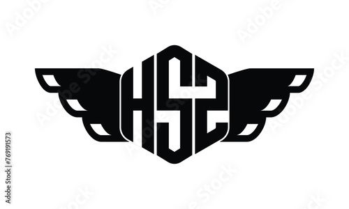 HSZ polygon wings logo design vector template.