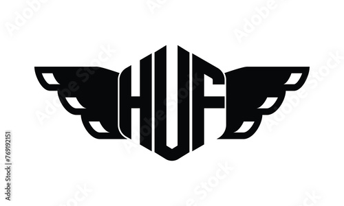 HUF polygon wings logo design vector template.