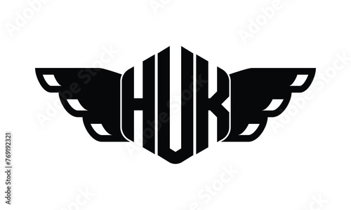 HUK polygon wings logo design vector template.