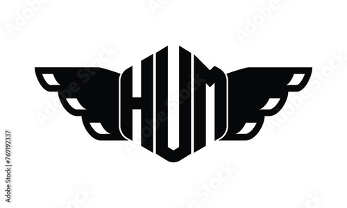 HUM polygon wings logo design vector template.
