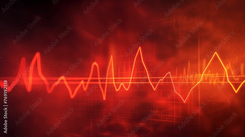 Heart rate cardiogram, depicting a rhythmic and steady heartbeat pattern.