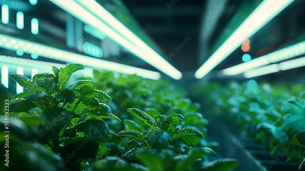 Hydroponics with artificial lighting. Hydroponics with artificial lighting.