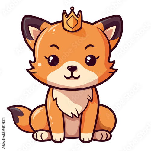 A cartoon fox with a crown on its head