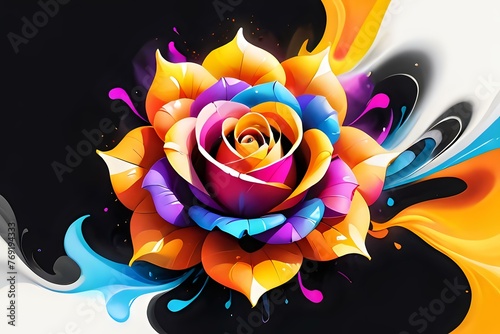Spiral Chroma Rose.  An exquisite rose in a spiral of vibrant colors  perfect for eye-catching designs and artworks.