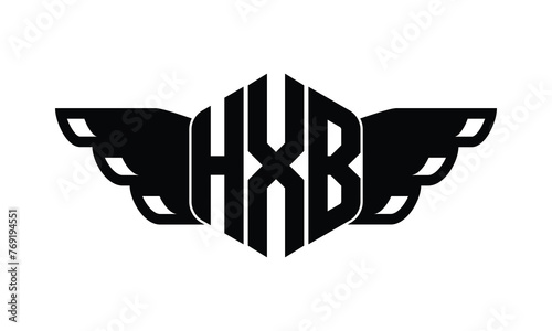 HXB polygon wings logo design vector template.