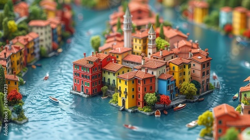 水の都と洋風の町並み,Generative AI AI画像 photo