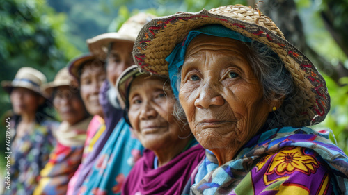 a group of migrating old women in the global south