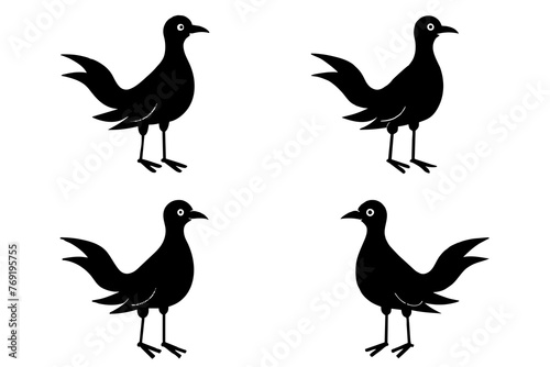 misty bird silhouette vector illustration 