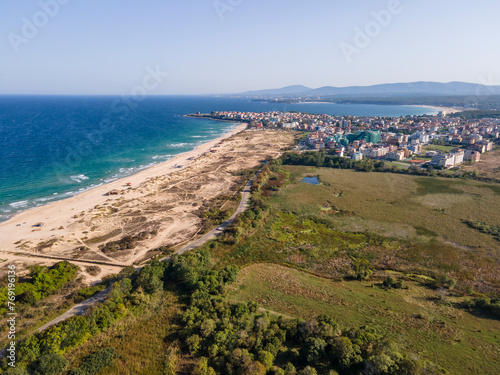 Aerial view of Black sea coast near Perla beach, Bulgaria