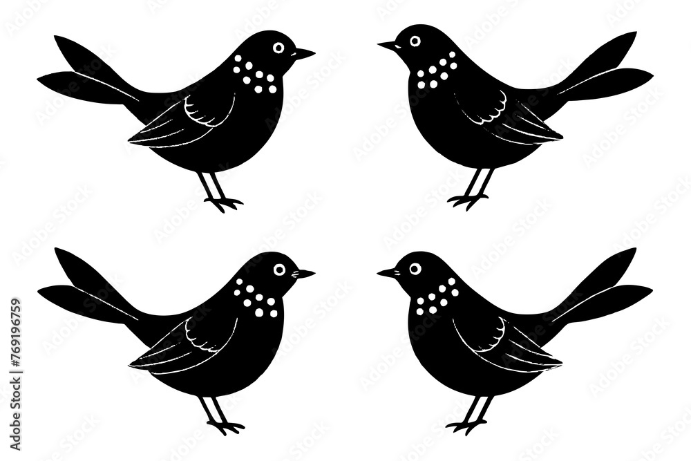 berry bird silhouette vector illustration
