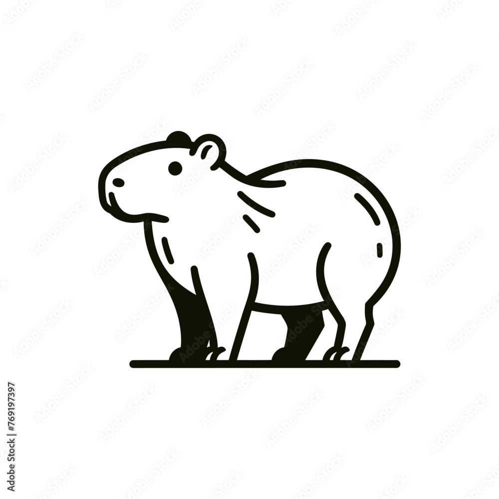 Capybara Linear vector Illustration on white background