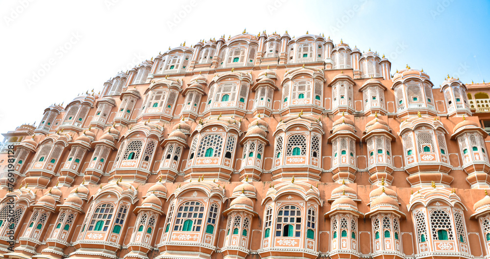 Night Front view of Hawa Mahal in Jaipur. Tourist destination of many travelers