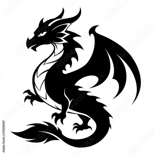 Vector  Dragon silhouette SVG   laser cut  on white background 