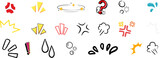 Expression Mark Comic Style ,Emotions doodle set. Vector cartoon character expression signs.  emotion symbols